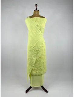 Pastel Green Georgette Silk Chikankari Material4