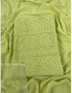 Pastel Green Georgette Silk Chikankari Material1