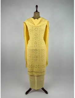 Mustard Georgette Silk Chikankari Material2