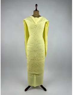 Yellow Georgette Silk Chikankari Material2