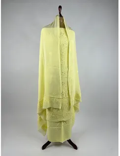 Yellow Georgette Silk Chikankari Material3