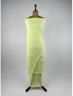 Pista Green Georgette Silk Chikankari Material4