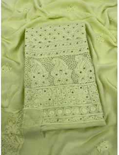 Pista Green Georgette Silk Chikankari Material1