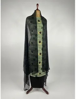 Dark Green Printed Upada Silk Material3