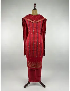 Red Color Banarasi Silk Material2