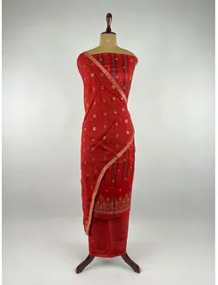 Red Color Banarasi Silk Material4