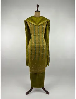 Olive Color Banarasi Silk Material2