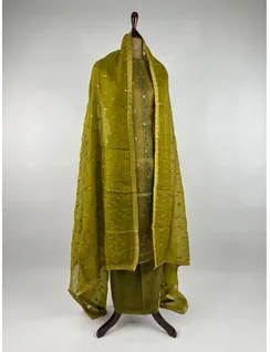 Olive Color Banarasi Silk Material3