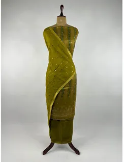 Olive Color Banarasi Silk Material4