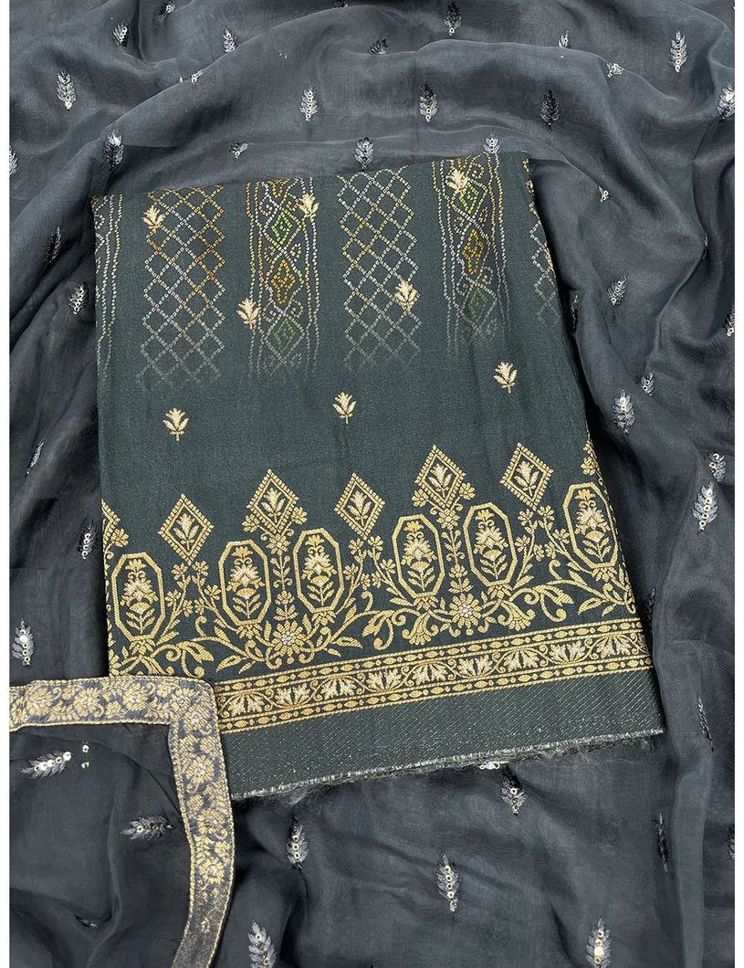 Grey Color Banarasi Silk Material1