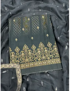 Grey Color Banarasi Silk Material1