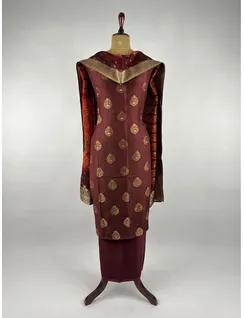 brown-color-banarasi-vegan-silk-dress-material-hnydm0102-b