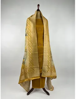 Mustard Muslin Jacquard Dress Material3