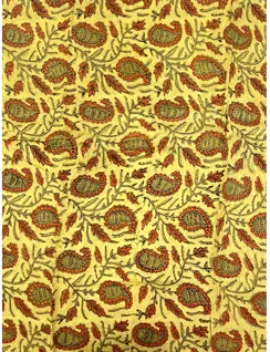 Earthy Yellow Bagru Print Fabric3