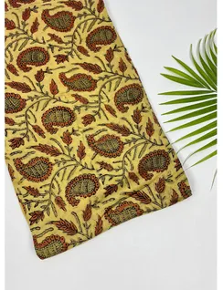 Earthy Yellow Bagru Print Fabric1