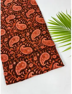 Madder Red Bagru Print Silk Fabric1