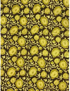 Khaki Color Bagru Print Silk Fabric3