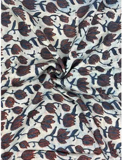 Indigo Bagru Print Silk Fabric2