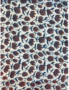 Indigo Bagru Print Silk Fabric3