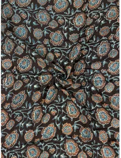 Indigo Black Bagru Print Silk Fabric2