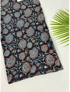 Indigo Black Bagru Print Silk Fabric1