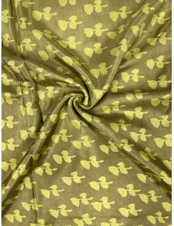 Olive Color Dabu Print Silk Fabric2