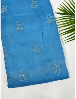 Sky Blue Jute Silk Fabric1