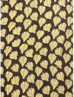 Beige Black Bagru Print Silk Cotton Fabric3