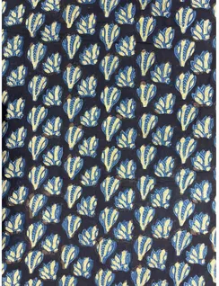 Indigo Black Bagru Print Silk Cotton Fabric3