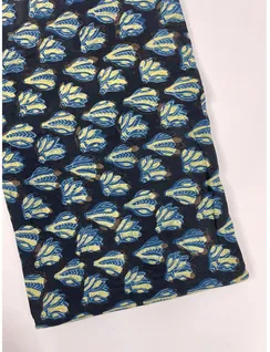 Indigo Black Bagru Print Silk Cotton Fabric1