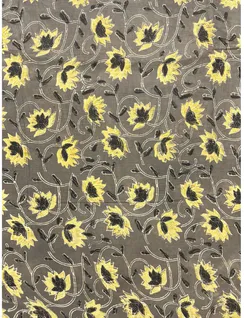 Grey Bagru Print Silk Cotton Fabric3