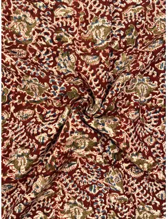 deep-maroon-kalamkari-vegan-silk-cotton-fabric-hnyf0075-b