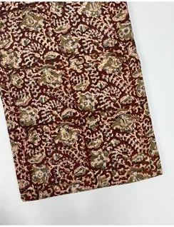 deep-maroon-kalamkari-vegan-silk-cotton-fabric-hnyf0075-a