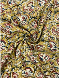 earthy-mustard-kalamkari-vegan-silk-cotton-fabric-hnyf0078-b