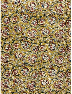 earthy-mustard-kalamkari-vegan-silk-cotton-fabric-hnyf0078-c