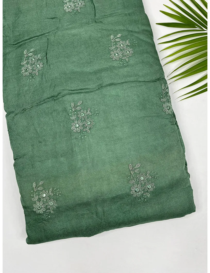 Green Color Jute Silk Fabric1