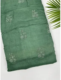 Green Color Jute Silk Fabric1