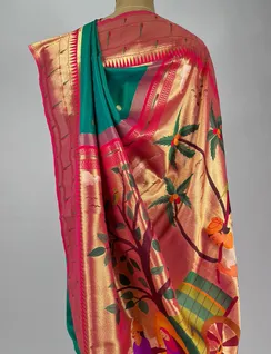 Rama Color Paithani Silk Saree4