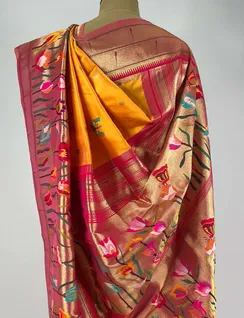 Mustard Paithani Silk Saree4