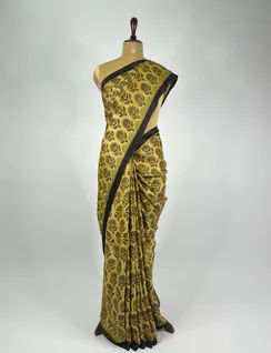 Olive Ajrak Printed Modal Silk Saree2