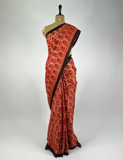 Red Ajrak Printed Modal Silk Saree2