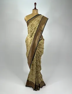 Cream Color Banarasi Silk Saree2