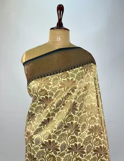 Cream Color Banarasi Silk Saree3