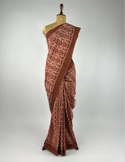 Peach Orissi Ikat Cotton Saree2