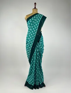 Turquoise Blue Orissi Ikat Cotton Saree2