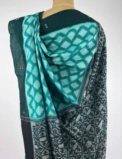 Turquoise Blue Orissi Ikat Cotton Saree4