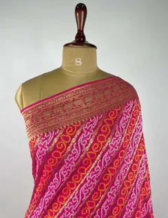 Pink Bandhani Vegan Georgette Silk Saree3