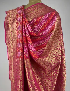 Pink Bandhani Vegan Georgette Silk Saree4