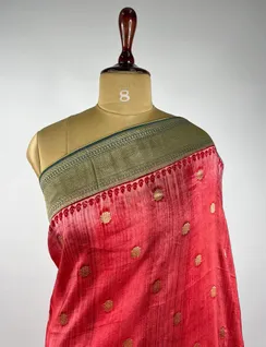 Pink Banarasi Hand Painted Soft Silk Sari3