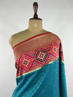 Peacock Blue color Patola silk saree3